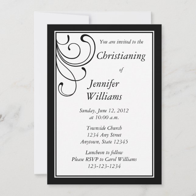 Personalised Black Invitation or Announcement (Front)