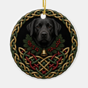 Personalised Black Lab Celtic Knot Christmas Ceramic Tree Decoration