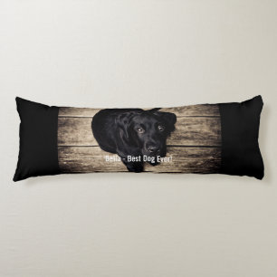 Personalised Black Lab Dog Photo and Dog Name Body Cushion