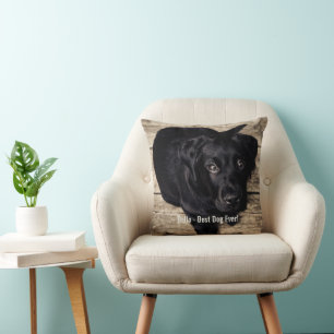 Personalised Black Lab Dog Photo and Dog Name Cushion