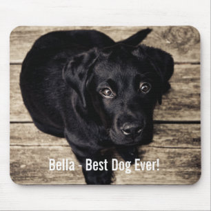 Personalised Black Lab Dog Photo and Dog Name Mouse Mat
