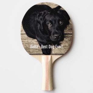 Personalised Black Lab Dog Photo and Dog Name Ping Pong Paddle