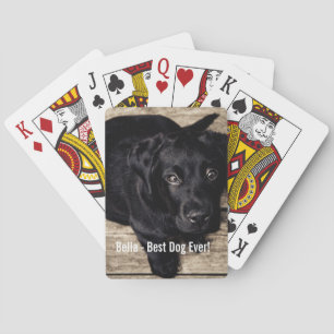 Personalised Black Lab Dog Photo and Dog Name Playing Cards