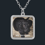 Personalised Black Lab Dog Photo and Dog Name Silver Plated Necklace<br><div class="desc">Personalise this keepsake with your dog's or puppy's photo and name (or other pet or person's photo/name). Text reads "Best Dog Ever" or add your own text - We love Bella (dog's name), dog's birthday or day of passing. Just click on "customise" to add your personalised text, change the font...</div>