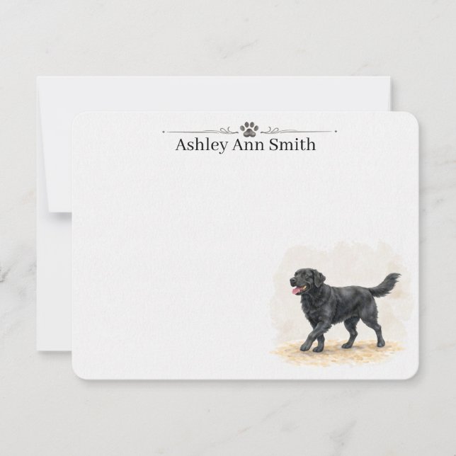 Personalised Black Lab Flat Note Card Stationery (Front)