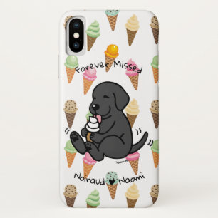 Personalised Black Lab Licking Ice Cream Cartoon  iPhone X Case