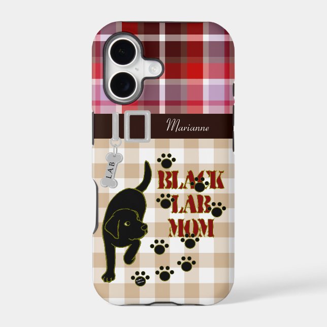 Personalised Black Lab Mum Plaid & Gingham (Back)