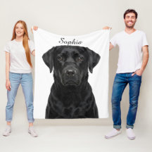 Personalised Black Lab Portrait Pet Photo Blanket
