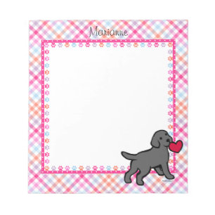 Personalised Black Lab Puppy and Red Heart Notepad