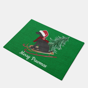 Personalised Black Lab Xmas Sled Doormat