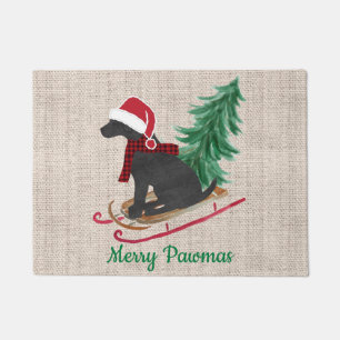 Personalised Black Lab Xmas Sled Doormat