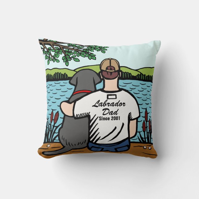 Personalised Black Labrador and Dad 2 Cushion (Front)