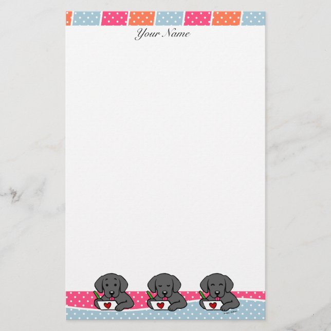 Personalised Black Labrador Cartoon Stationery (Front)