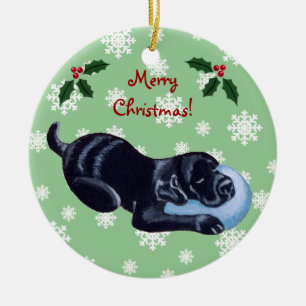 Personalised Black Labrador Christmas Ceramic Tree Decoration