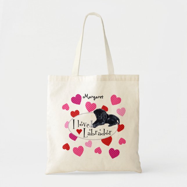 Personalised Black Labrador Puppy Tote Bag (Front)
