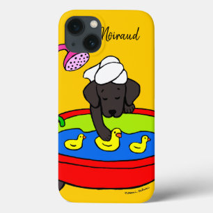 Personalised Black Labrador Rubber Ducks Case Dark