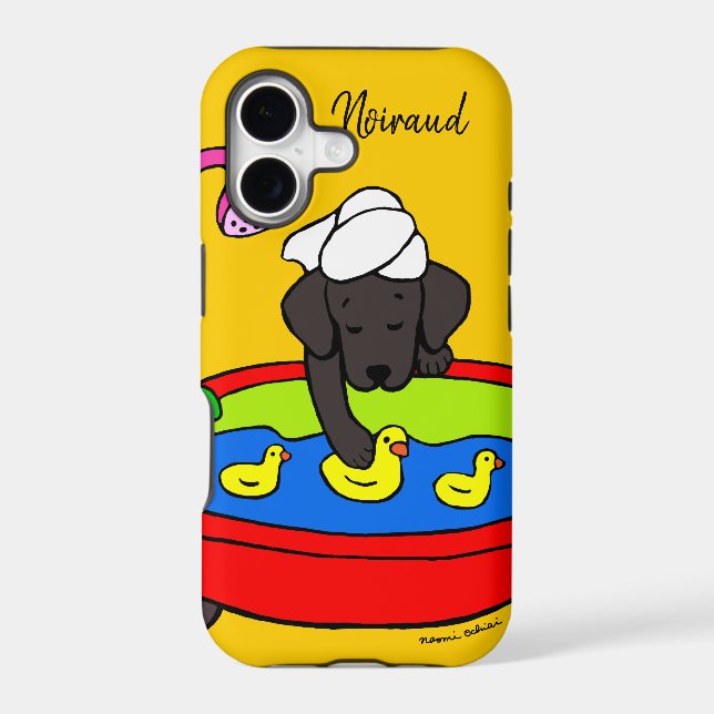 Personalised Black Labrador Rubber Ducks Case Dark (Back)