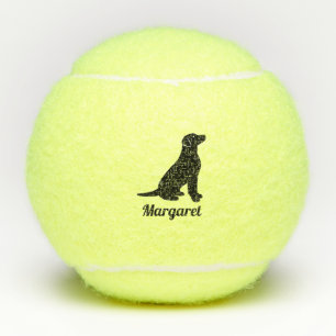 Personalised Black Labrador Silhouette Tennis Balls