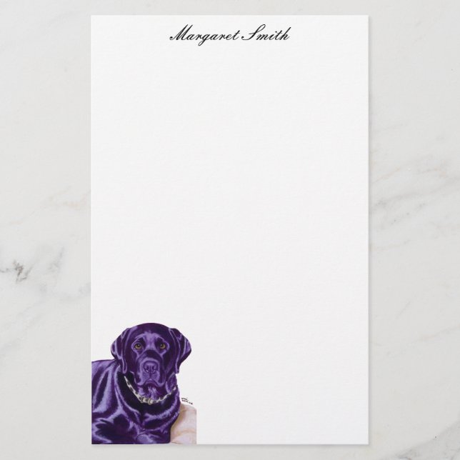 Personalised Black Labrador Thinking Painting Stationery (Front)