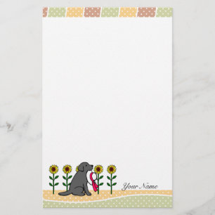 Personalised Black Labrador with Sunflowers Stationery