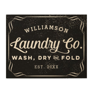 Personalised Black Laundry Co Wash Dry Fold Sign