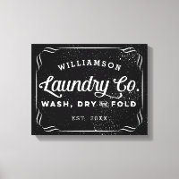 Personalised Black Laundry Co Wash Dry Fold Sign