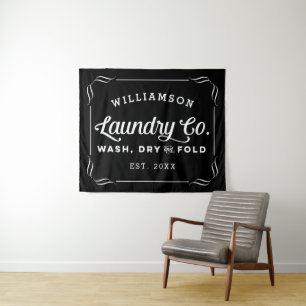 Personalised Black Laundry Wash Dry Fold Tapestry