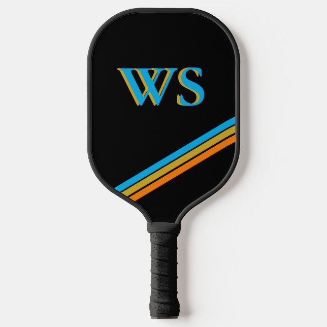 Personalised Black Leather Pickleball Paddle (Front)