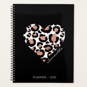 Personalised Black Leopard Cheetah Pattern Planner