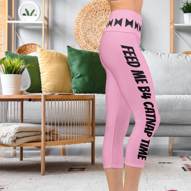 Personalised Black Light Pink Stripes Stylish Fun Capri Leggings (Creator Uploaded)
