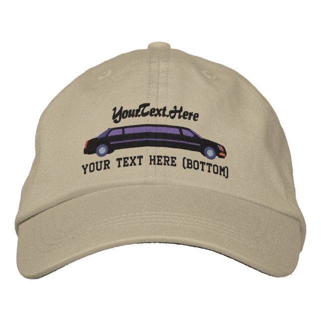 Personalised Black Limousine Driver Embroidery Embroidered Hat (Front)