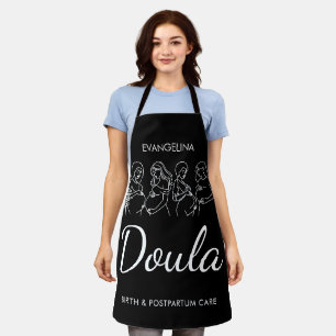Personalised Black Line Art Midwife Doula Apron