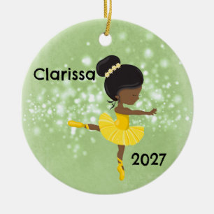 Personalised Black Little Girl Ballerina Ornament