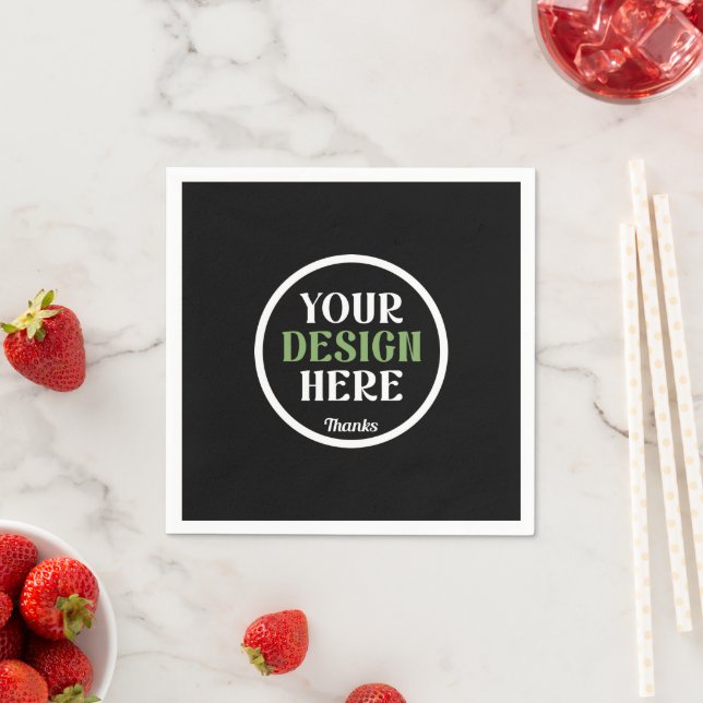 Personalised Black Logo QR Code Business Branding Napkin (Insitu)