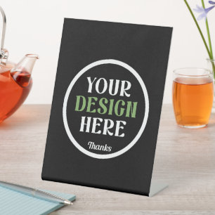 Personalised Black Logo QR Code Business Branding Pedestal Sign