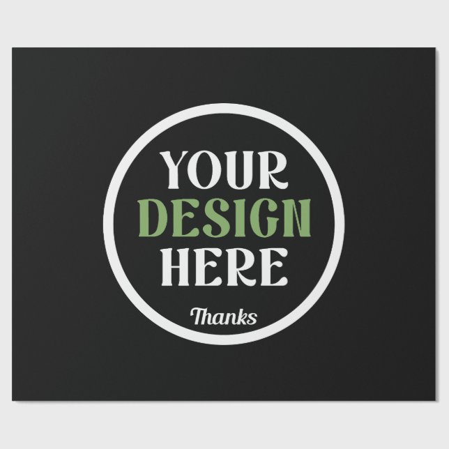 Personalised Black Logo QR Code Business Branding Wrapping Paper (Flat)