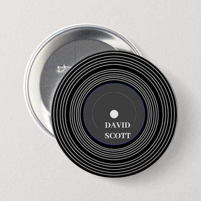 Personalised black Lp vinyl 7.5 Cm Round Badge (Front & Back)