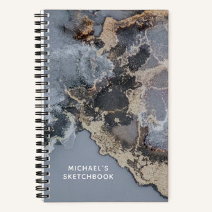Personalised Black Marble Artist Sketchbook  Notebook