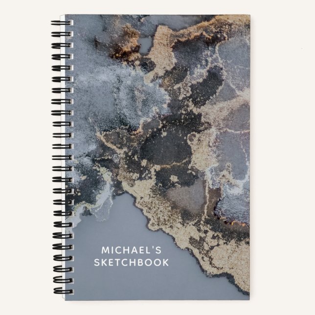Personalised Black Marble Artist Sketchbook  Notebook (Front)