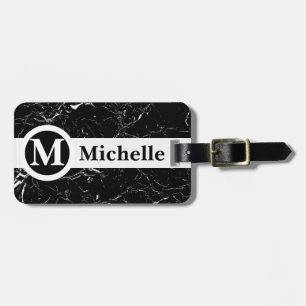 Personalised Black Marble Centerline Luggage Tag
