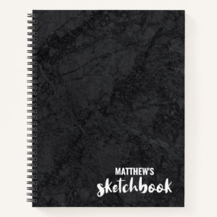 Personalised Black Marble Sketchbook Your Name Not Notebook