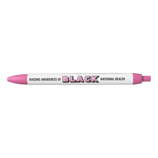 Personalised Black Maternal Health Awareness Black Ink Pen (Front)
