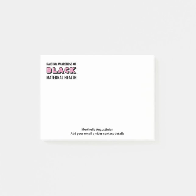 Personalised Black Maternal Health Awareness Post-it Notes (Front)