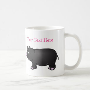 Personalised Black Mini Pig 11 oz White Mug