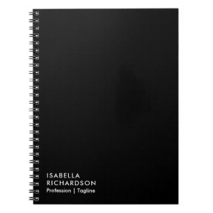 Personalised Black Minimalist Notebook