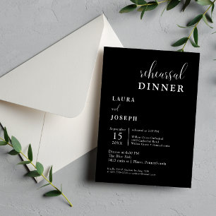 Personalised Black Minimalist Rehearsal Dinner Invitation