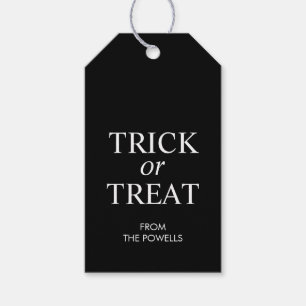 Personalised Black Modern Minimal Trick or Treat Gift Tags