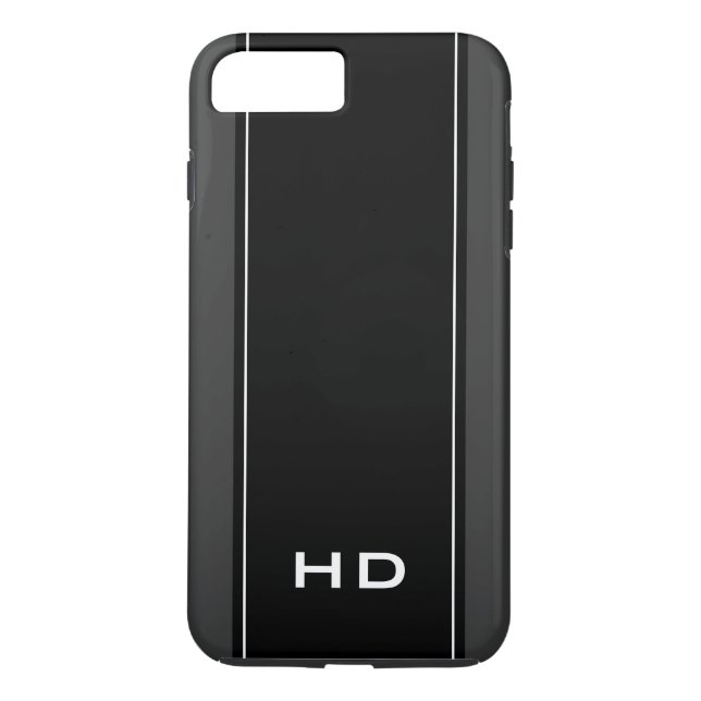 Personalised black modern monogram letter men's Case-Mate iPhone case (Back)
