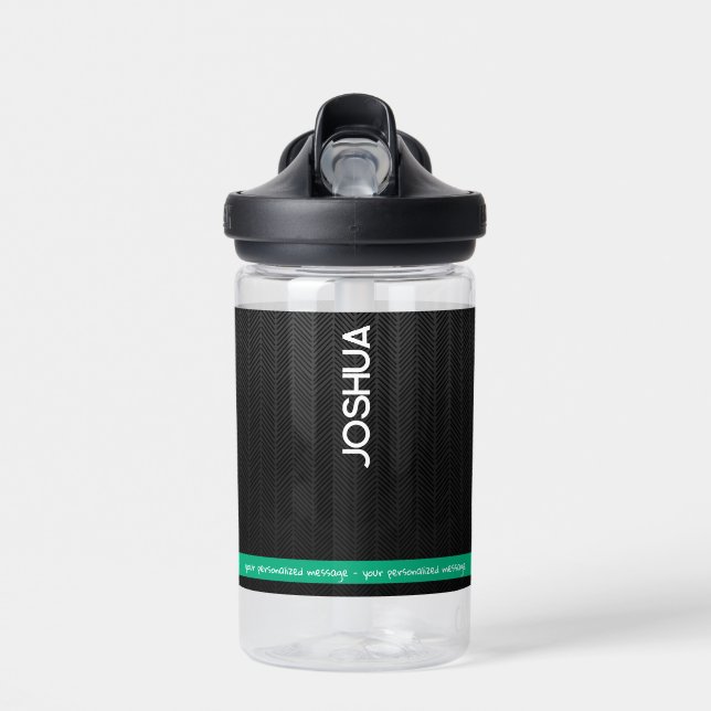 Personalised Black Modern Name  Water Bottle (Front)