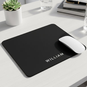Personalised Black & Monogram   Elegant Custom Mouse Mat